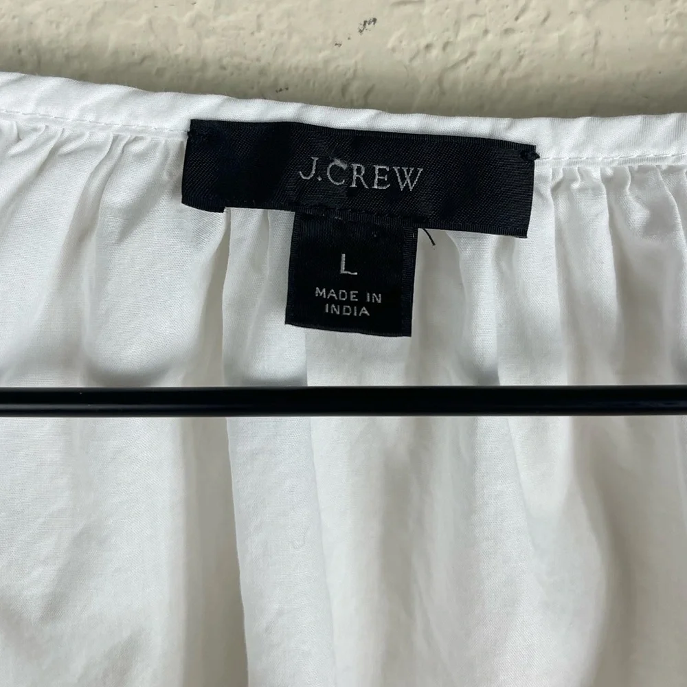 J. Crew Tie Sleeve Button Front Cotton Poplin Top in White Size Large - Picture 7 of 11